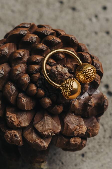 Buy_The Slow Studio_Gold Plated Handcrafted Piccadilly Ball Ring_Online_at_Aza_Fashions