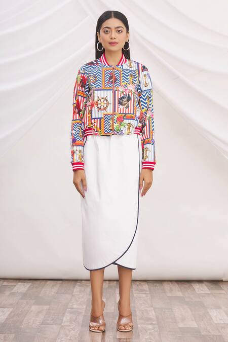 MR. Ajay Kumar Multi Color 100% Cotton Printed Mandarin Collar Jacket Online at Aza Fashions MR. Ajay Kumar_Multi Color 100% Cotton Printed Mandarin Collar Jacket _Online_at_Aza_Fashions