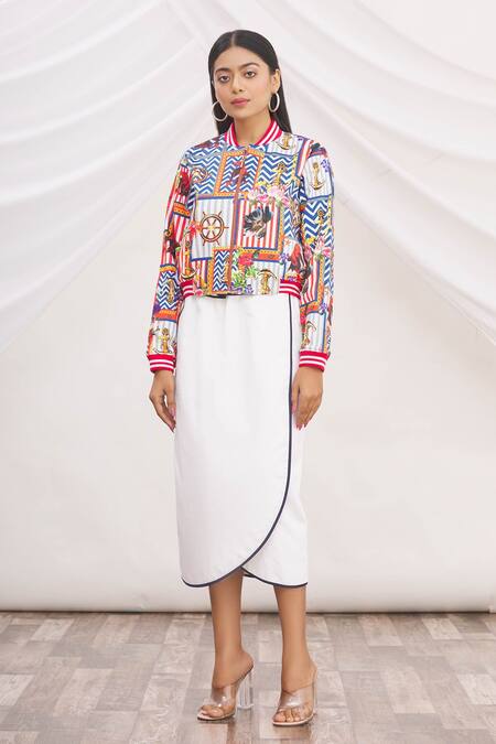 Buy MR. Ajay Kumar Multi Color 100% Cotton Printed Mandarin Collar Jacket Online at Aza Fashions Buy_MR. Ajay Kumar_Multi Color 100% Cotton Printed Mandarin Collar Jacket _Online_at_Aza_Fashions