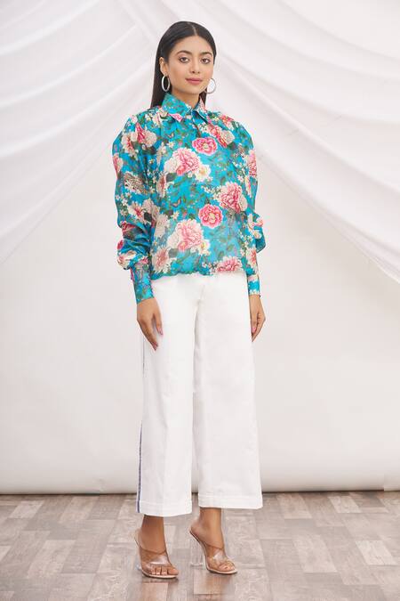 MR. Ajay Kumar Red Silk Printed Collared Neck Shirt Online at Aza Fashions MR. Ajay Kumar_Red Silk Printed Collared Neck Shirt _Online_at_Aza_Fashions