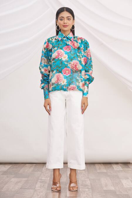 Buy MR. Ajay Kumar Red Silk Printed Collared Neck Shirt Online at Aza Fashions Buy_MR. Ajay Kumar_Red Silk Printed Collared Neck Shirt _Online_at_Aza_Fashions