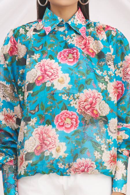 MR. Ajay Kumar Red Silk Printed Collared Neck Shirt at Aza Fashions MR. Ajay Kumar_Red Silk Printed Collared Neck Shirt _at_Aza_Fashions