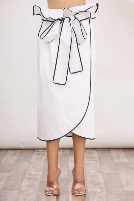 Buy MR. Ajay Kumar White Linen Wrap Skirt Online at Aza Fashions Buy_MR. Ajay Kumar_White Linen Wrap Skirt _Online_at_Aza_Fashions