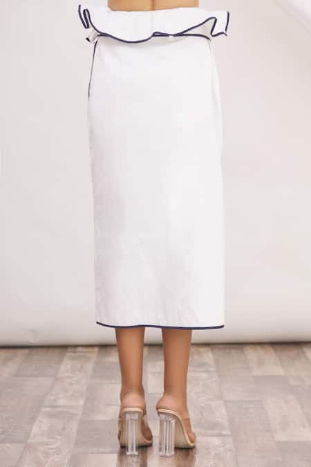 Shop MR. Ajay Kumar White Linen Wrap Skirt Online at Aza Fashions Shop_MR. Ajay Kumar_White Linen Wrap Skirt _Online_at_Aza_Fashions