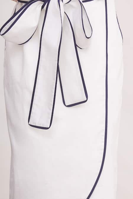 MR. Ajay Kumar White Linen Wrap Skirt at Aza Fashions MR. Ajay Kumar_White Linen Wrap Skirt _at_Aza_Fashions