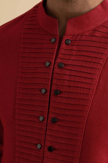 Philocaly Red 50% Cotton, 50% Silk Kurta at Aza Fashions Philocaly_Red 50% Cotton, 50% Silk Kurta_at_Aza_Fashions