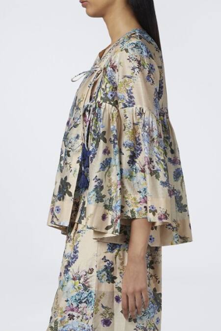 Shop House Of Three Yellow Chanderi V Neck Printed Top Online at Aza Fashions Shop_House Of Three_Yellow Chanderi V Neck Printed Top _Online_at_Aza_Fashions