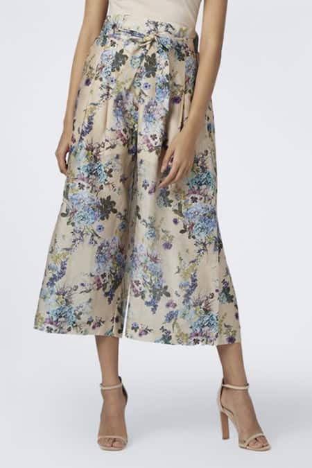 Shop House Of Three Yellow Chanderi, Cotton Silk Paper Bag Trouser at Aza Fashions Shop_House Of Three_Yellow Chanderi, Cotton Silk Paper Bag Trouser _at_Aza_Fashions