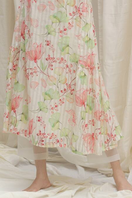 Shivani Bhargava_White Chanderi Round Printed Dress _at_Aza_Fashions