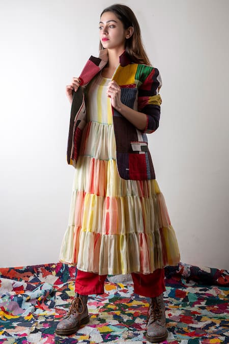 KA-Sha Patchwork Cotton Blazer 