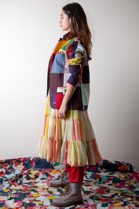 KA-Sha Patchwork Cotton Blazer 