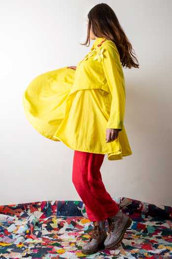 Shop_KA-Sha_Yellow Cotton Layered Tunic Pant Set_Online_at_Aza_Fashions