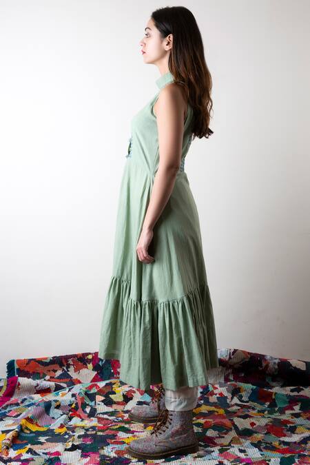 Shop_KA-Sha_Green Handloom Cotton Tunic_Online_at_Aza_Fashions