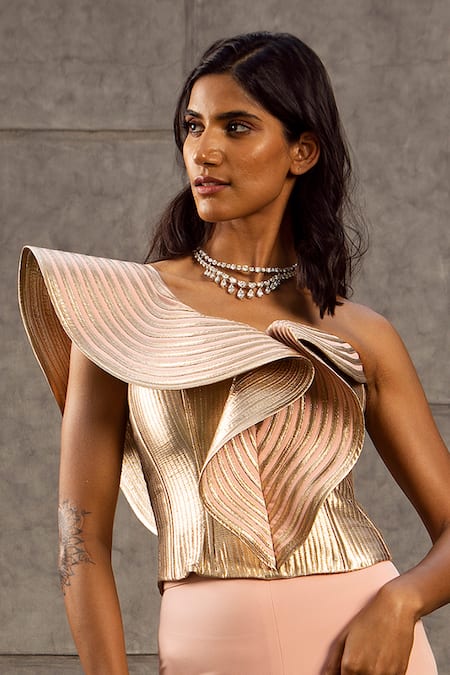 Siddartha Tytler Striped Asymmetric Top 