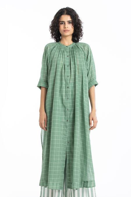 THREE Green Handwoven Checkered Tunic