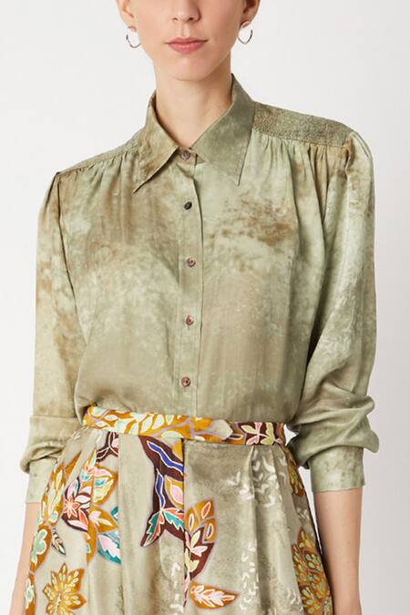 Buy Saaksha & Kinni Beige Abstract Print Shirt Online at Aza Fashions Buy_Saaksha & Kinni_Beige Abstract Print Shirt_Online_at_Aza_Fashions