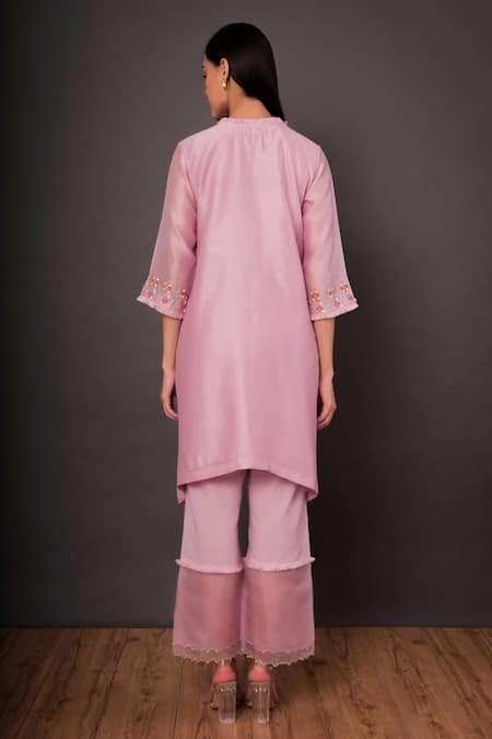Shop Shikha Mehta Purple Organza, Chanderi Round Kurta Set at Aza Fashions Shop_Shikha Mehta_Purple Organza, Chanderi Round Kurta Set _at_Aza_Fashions
