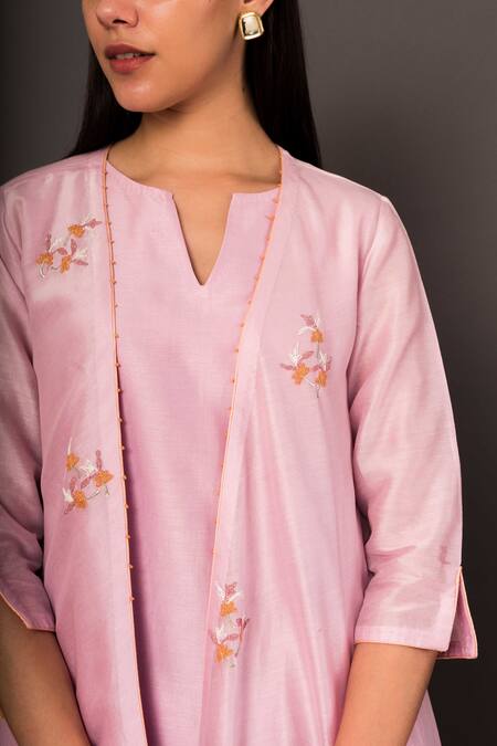 Shop Shikha Mehta Purple Chanderi Notched Jacket And Pant Set Online at Aza Fashions Shop_Shikha Mehta_Purple Chanderi Notched Jacket And Pant Set _Online_at_Aza_Fashions