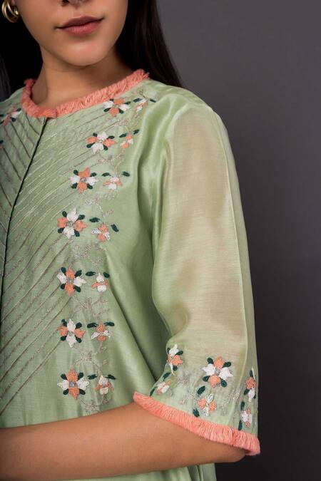 Shikha Mehta Green Chanderi Round Kurta Set at Aza Fashions Shikha Mehta_Green Chanderi Round Kurta Set _at_Aza_Fashions