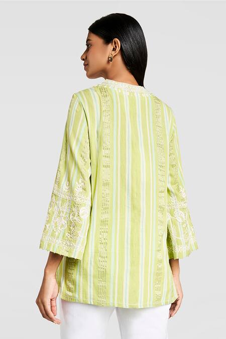 Shop_Grassroot By Anita Dongre_Sage Green Top_at_Aza_Fashions