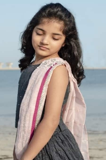 Swati Golyan_Grey Chanderi Embroidery Lehenga Set _Online_at_Aza_Fashions