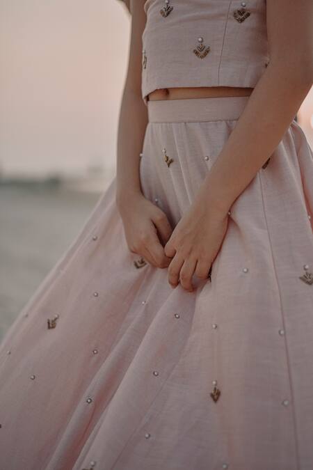 Buy Swati Golyan Pink Chanderi Embroidery Lehenga Set Online at Aza Fashions Buy_Swati Golyan_Pink Chanderi Embroidery Lehenga Set _Online_at_Aza_Fashions