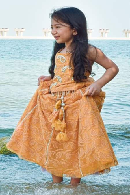 Swati Golyan Yellow Tulle Tassels, Embroidery Chanderi Lehenga Set