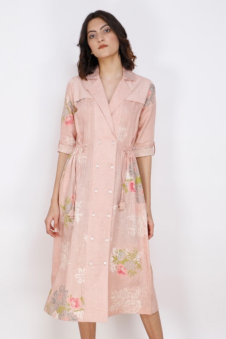 Arcvsh by Pallavi Singh Printed Linen Shirt Dress 