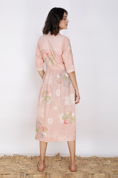 Arcvsh By Pallavi Singh Printed Linen Shirt Dress 