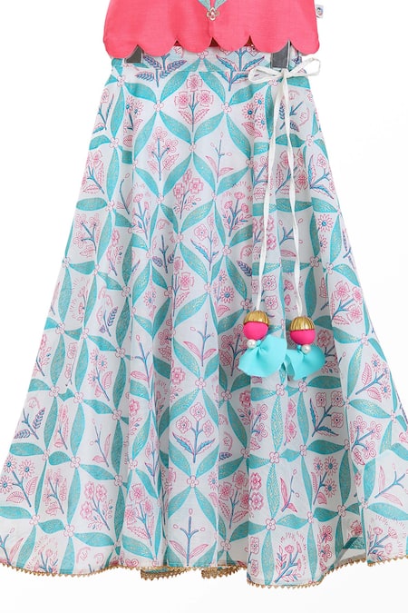 Buy MI Dulce AN'YA White Gingham, Silk Tassels, Beads Printed Lehenga Set Online at Aza Fashions Buy_MI Dulce AN'YA_White Gingham, Silk Tassels, Beads Printed Lehenga Set _Online_at_Aza_Fashions