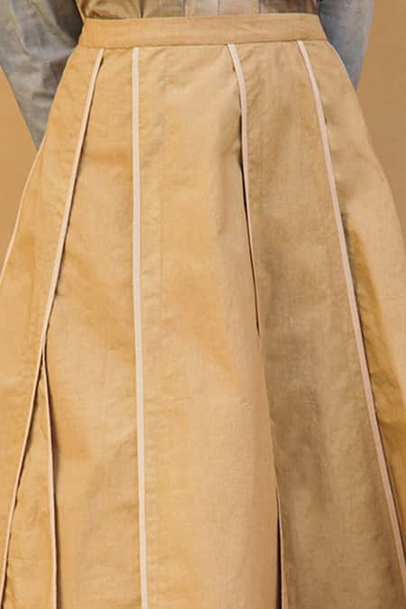 Buy Cord Beige Poplin A-line Pintuck Skirt Online at Aza Fashions Buy_Cord_Beige Poplin A-line Pintuck Skirt_Online_at_Aza_Fashions