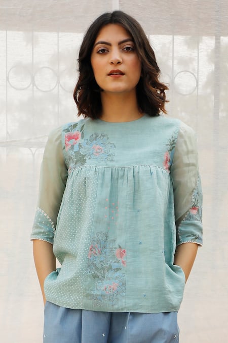 Arcvsh by Pallavi Singh Printed Linen Top 