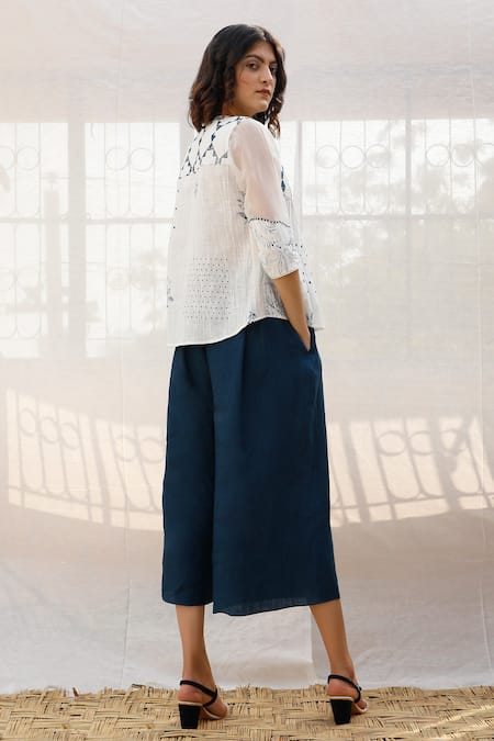 Shop_Arcvsh By Pallavi Singh_White Organic Cotton Round Printed Top _at_Aza_Fashions