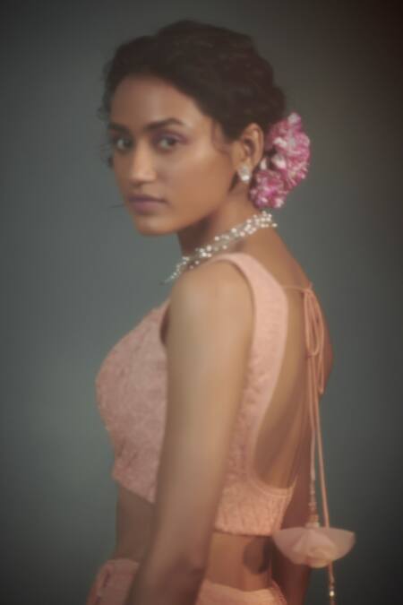 Shop_SUHINO_Peach Cotton Shantoon, Soft Net Lining Dupion Embroidered Bridal Lehenga Set _Online_at_Aza_Fashions