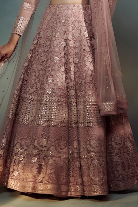 Shop SUHINO Purple Shantoon, Soft Net Lining Cotton Scoop Embroidered Bridal Lehenga Set Online at Aza Fashions Shop_SUHINO_Purple Shantoon, Soft Net Lining Cotton Scoop Embroidered Bridal Lehenga Set _Online_at_Aza_Fashions