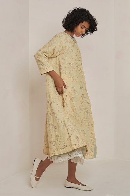 Eka Embroidered Linen Dress 