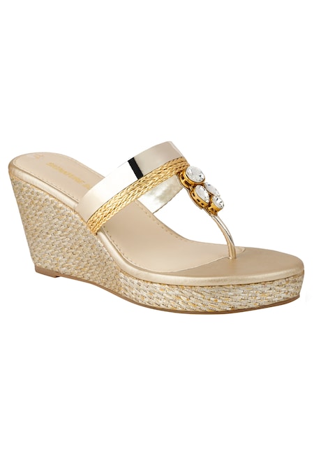 T strap sandals wedge hot sale