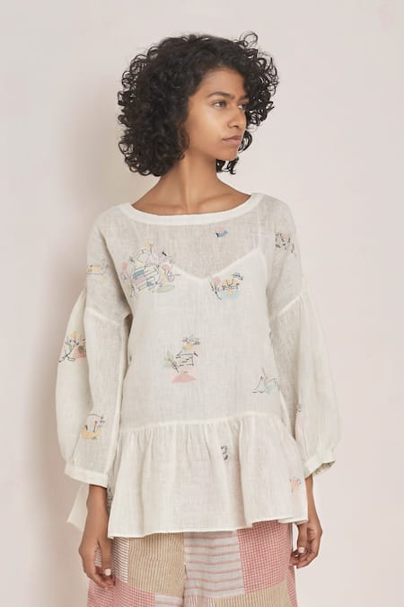 Eka Embroidered Linen Top 