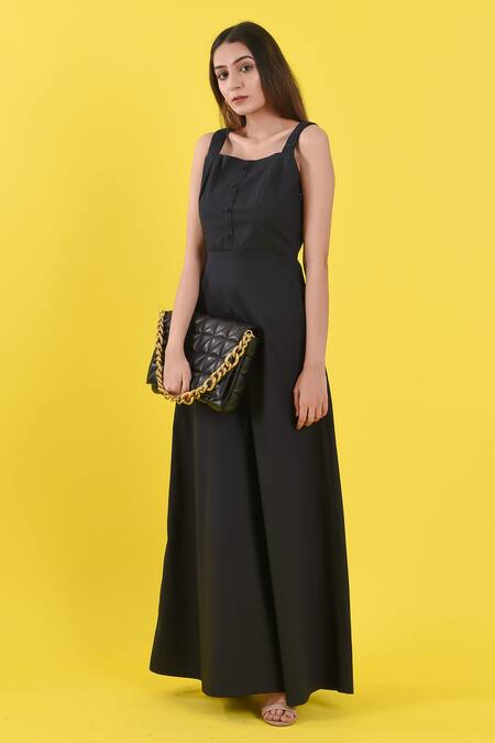 Buy_House Of Her_Black Plush Cotton Dress _Online_at_Aza_Fashions