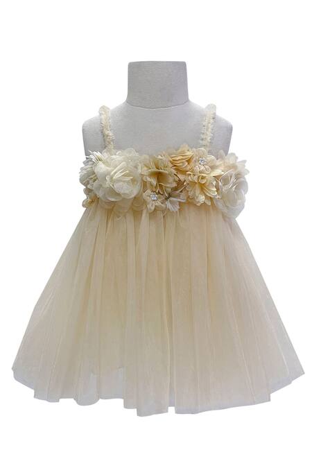 Buy Jasmine And Alaia Yellow Tulle Applique Floral Motifs Ashley Dress at Aza Fashions Buy_Jasmine And Alaia_Yellow Tulle Applique Floral Motifs Ashley Dress_at_Aza_Fashions