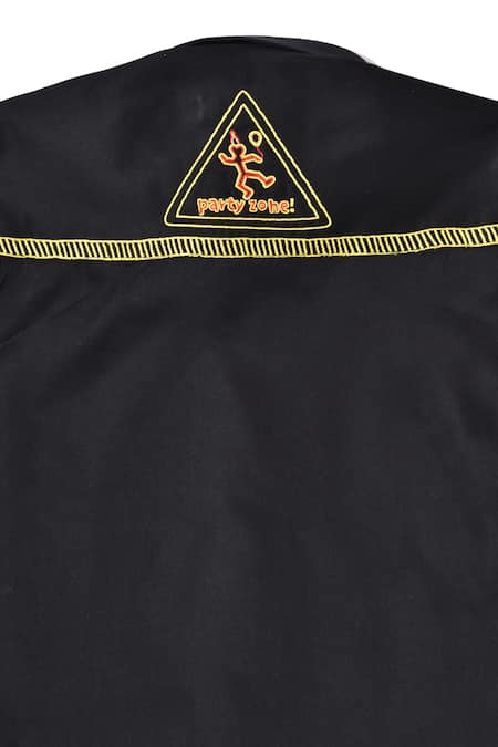 Buy Partykles Black Cotton Embroidery Tractor Shirt Online at Aza Fashions Buy_Partykles_Black Cotton Embroidery Tractor Shirt _Online_at_Aza_Fashions
