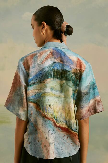 Shop Cord Multi Color Cotton Valley Lapel Collar Shirt at Aza Fashions Shop_Cord_Multi Color Cotton Valley Lapel Collar Shirt_at_Aza_Fashions