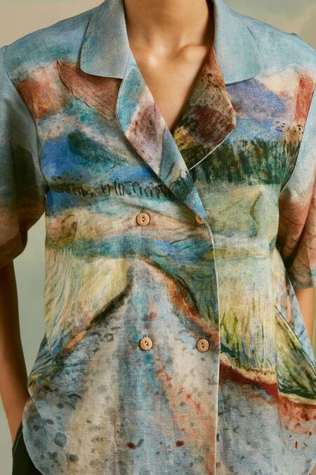 Buy Cord Multi Color Cotton Valley Lapel Collar Shirt Online at Aza Fashions Buy_Cord_Multi Color Cotton Valley Lapel Collar Shirt_Online_at_Aza_Fashions