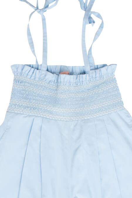 Little Luxury Blue Cotton Culotte Jumpsuit at Aza Fashions Little Luxury_Blue Cotton Culotte Jumpsuit _at_Aza_Fashions