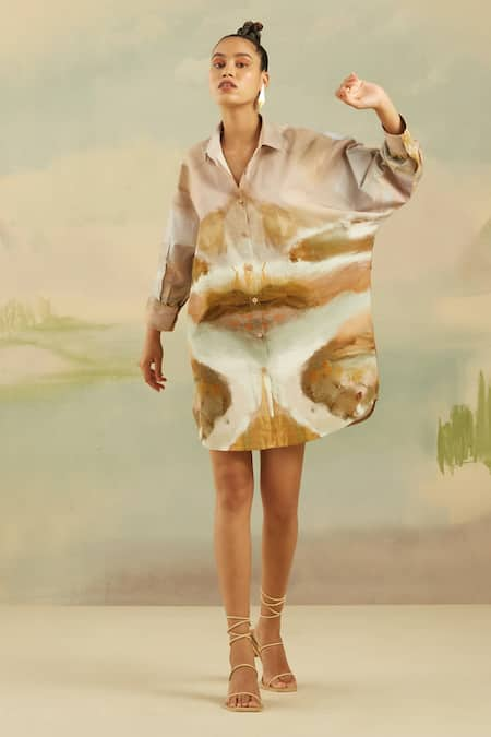 Cord Como Long Printed Shirt Dress 