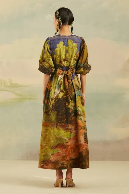 Cord Crossover Printed Dress 