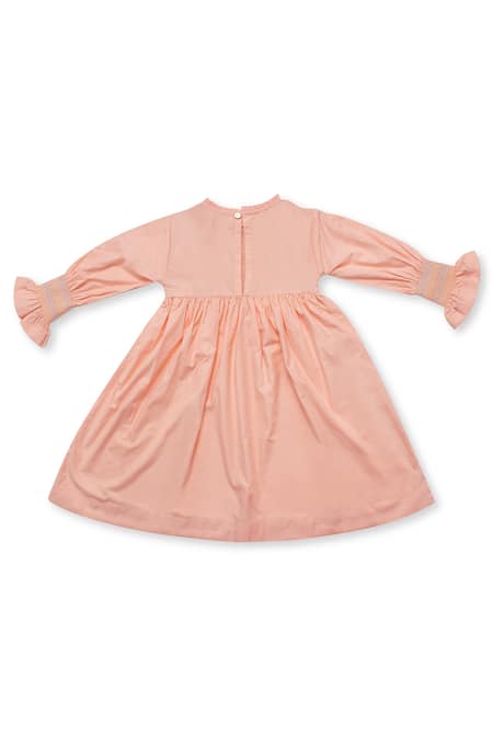 Buy_Little Luxury_Pink Cotton Embroidery Powder Dress _Online_at_Aza_Fashions