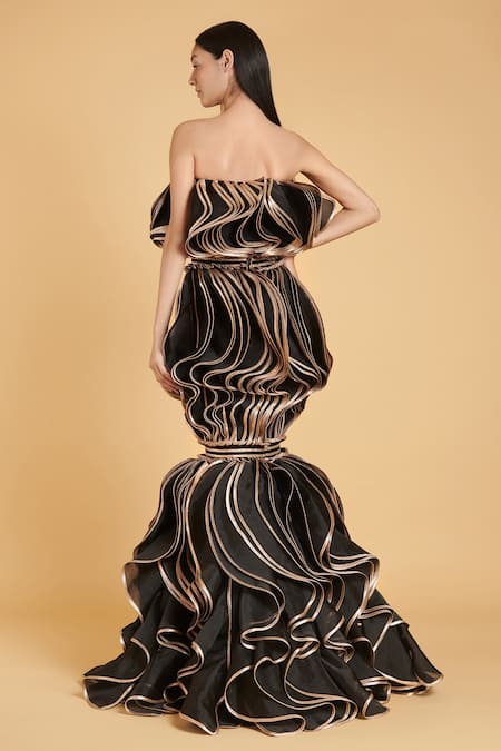 Siddartha Tytler Organza Cascade Fish Tail Gown 