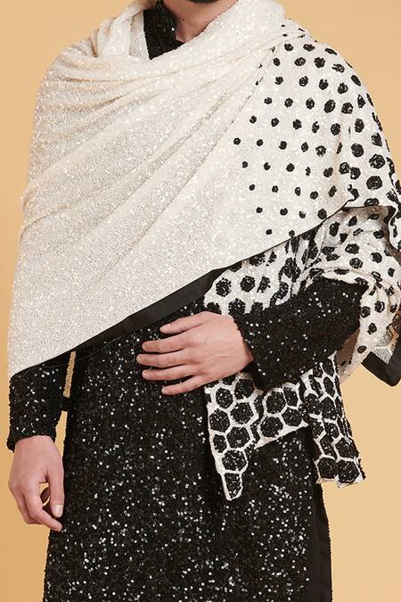 Siddartha Tytler_Black Georgette Sequin Work Embroidered Kurta Set _Online_at_Aza_Fashions