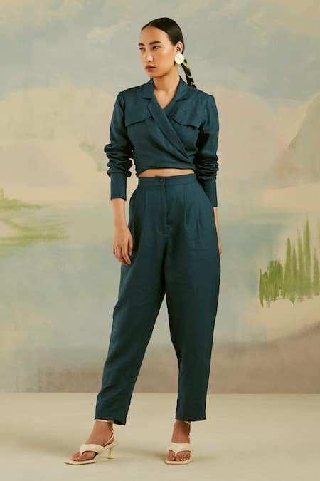 Buy Blue Trousers & Pants for Women by Marks & Spencer Online | Ajio.com